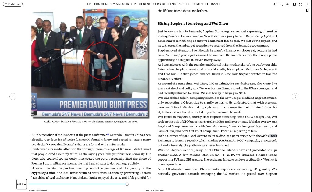 Book page: Bermuda shorts at a 2018 signing ceremony